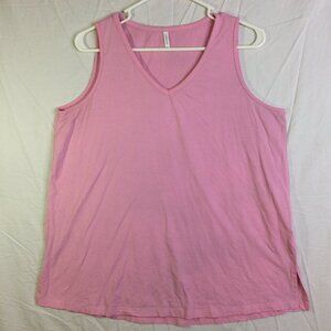 LONGYUAN Womens Summer Sleeveless Tank Top V Neck Loose Fit X-Large XL Pink